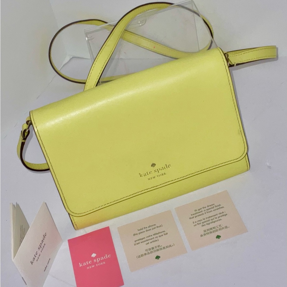 Kate Spade Wallet On A String WLR00559 Braelynn Limelight Crossbody Leather Bag